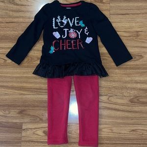 Gymboree Holiday Shirt and Fleece Cozy Leggings 3T